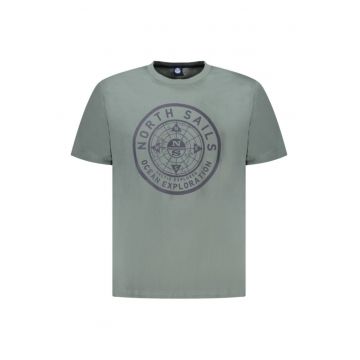 Tricou barbati - cu imprimeu cu logo - Regular fit - Verde inchis