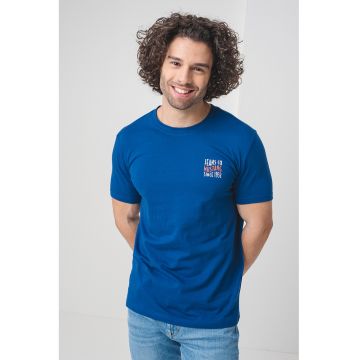 Tricou de bumbac cu decolteu la baza gatului