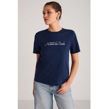 Tricou de bumbac cu imprimeu text