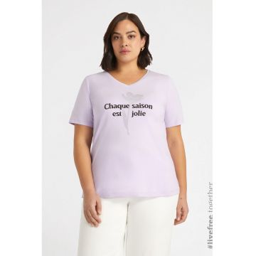 Tricou din amestec de bumbac cu model text