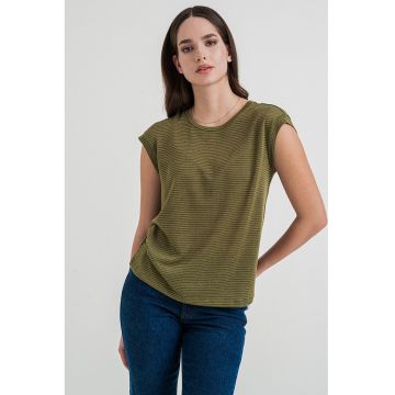 Tricou din amestec de in cu model in dungi