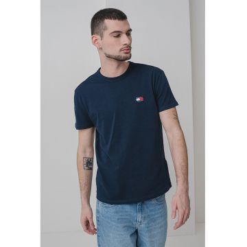 Tricou din bumbac cu decolteu la baza gatului