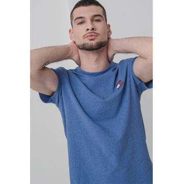 Tricou din bumbac cu decolteu la baza gatului