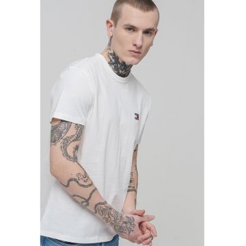 Tricou din bumbac cu decolteu la baza gatului