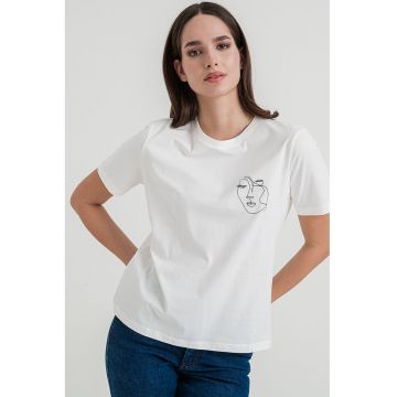 Tricou din bumbac organic cu decolteu la baza gatului