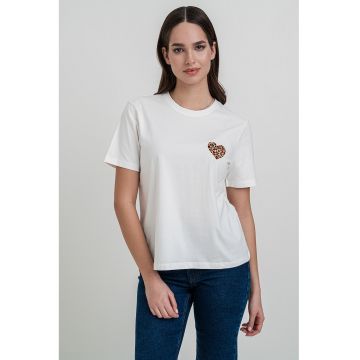 Tricou din bumbac organic cu decolteu la baza gatului