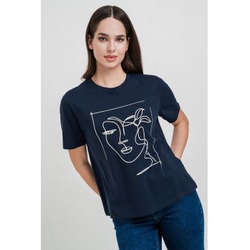 Tricou din bumbac organic cu decolteu la baza gatului