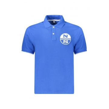 Tricou polo barbati - cu imprimeu cu logo - Regular fit - Albastru deschis