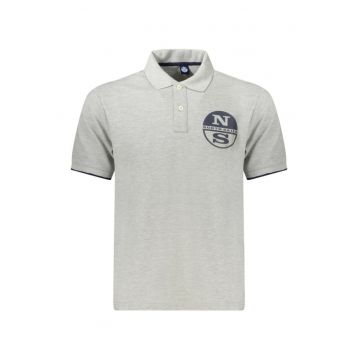 Tricou polo barbati - cu imprimeu cu logo - Regular fit - Gri deschis