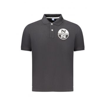 Tricou polo barbati - cu imprimeu cu logo - Regular fit - Negru