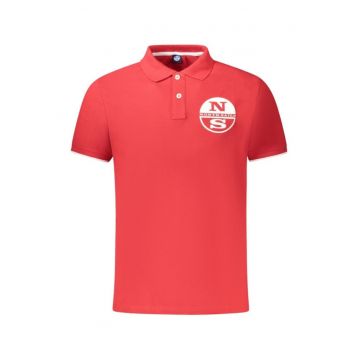 Tricou polo barbati - cu imprimeu cu logo - Regular fit - Rosu