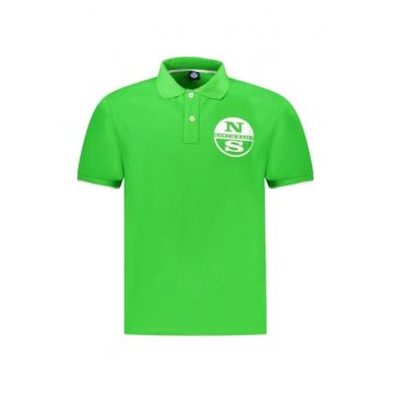 Tricou polo barbati - cu imprimeu cu logo - Regular fit - Verde deschis