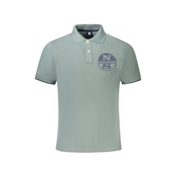 Tricou polo barbati - cu imprimeu cu logo - Regular fit - Verde inchis