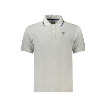 Tricou polo barbati - cu mini logo brodat - Regular fit - Gri deschis