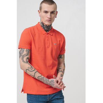 Tricou polo slim fit din material pique