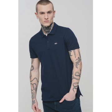 Tricou polo slim fit din material pique