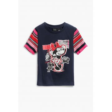 Tricou cu maneci contrastante si Minnie Mouse