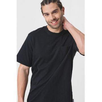 Tricou din bumbac cu decolteu la baza gatului