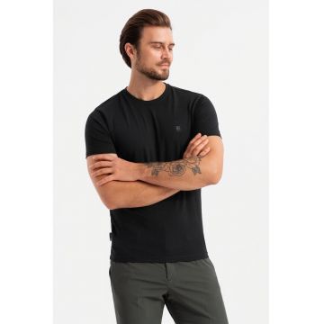 Tricou slim fit din amestec de bumbac cu decolteu rotund