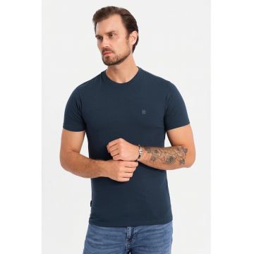 Tricou slim fit din amestec de bumbac cu decolteu rotund