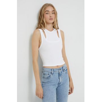 Abercrombie & Fitch top femei, culoarea alb