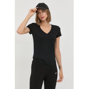 Armani Exchange tricou din bumbac culoarea negru