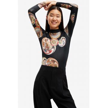 Desigual body femei, culoarea negru, cu turtleneck