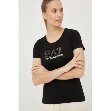 EA7 Emporio Armani tricou femei, culoarea negru