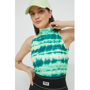 Fila top femei, culoarea verde, cu turtleneck