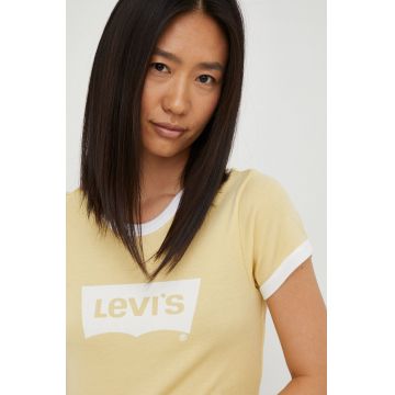 Levi's tricou din bumbac culoarea bej