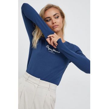 Pepe Jeans longsleeve femei, culoarea albastru marin