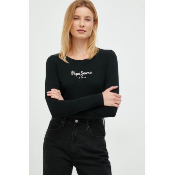 Pepe Jeans longsleeve femei, culoarea negru