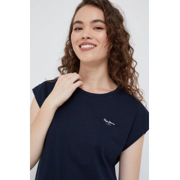 Pepe Jeans tricou din bumbac Bloom culoarea albastru marin