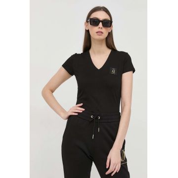 Armani Exchange tricou din bumbac culoarea negru