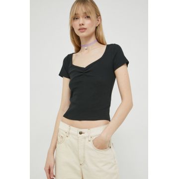 Hollister Co. tricou culoarea negru