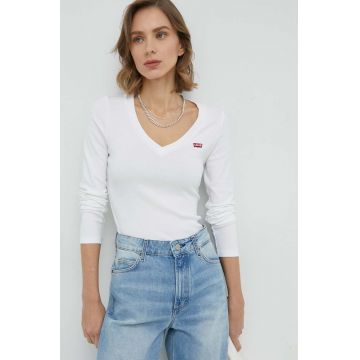 Levi's longsleeve din bumbac culoarea alb