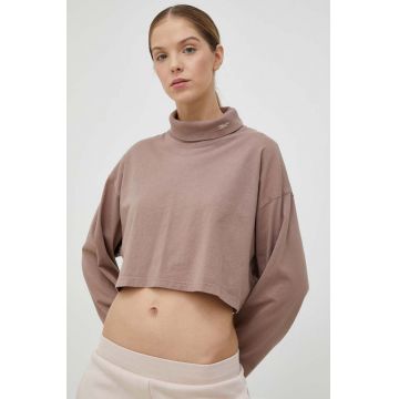 Reebok Classic longsleeve din bumbac culoarea bej, cu guler