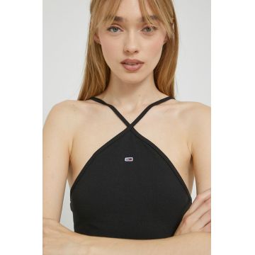 Tommy Jeans top femei, culoarea negru