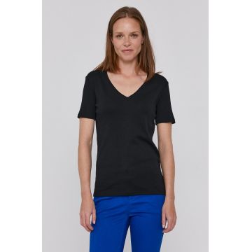 United Colors of Benetton Tricou din bumbac culoarea negru