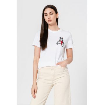 Tricou cu decolteu la baza gatului si aplicatii de strasuri Tricou cu decolteu la baza gatului si aplicatii de strasuri