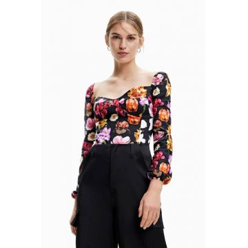 Desigual longsleeve femei, culoarea negru