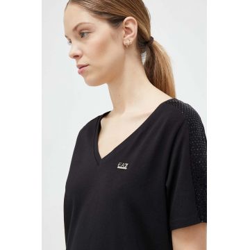 EA7 Emporio Armani tricou femei, culoarea negru