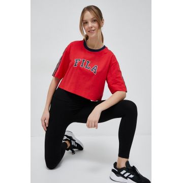 Fila tricou din bumbac x Hailey Bieber culoarea rosu