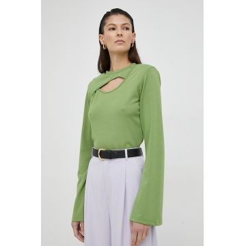 Gestuz longsleeve Anka femei, culoarea verde, cu turtleneck