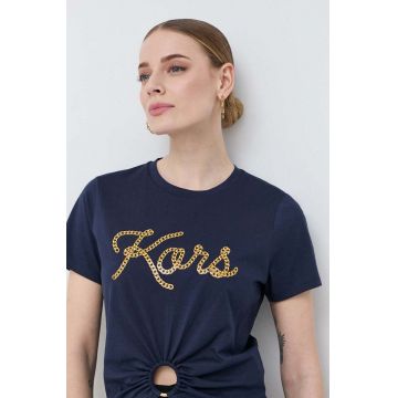 MICHAEL Michael Kors tricou din bumbac culoarea albastru marin