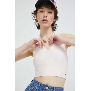 Tommy Jeans top femei, culoarea roz