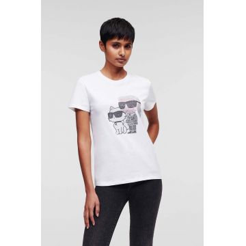 Karl Lagerfeld tricou din bumbac culoarea alb