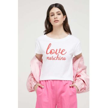 Love Moschino tricou din bumbac culoarea alb