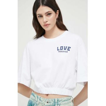 Love Moschino tricou din bumbac culoarea alb