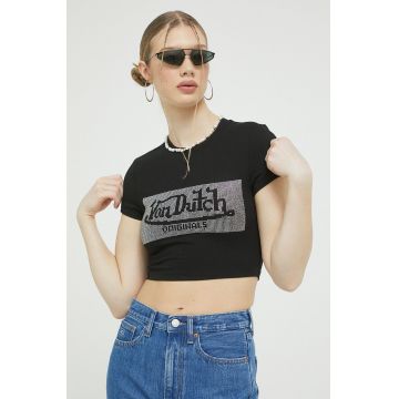 Von Dutch tricou femei, culoarea negru